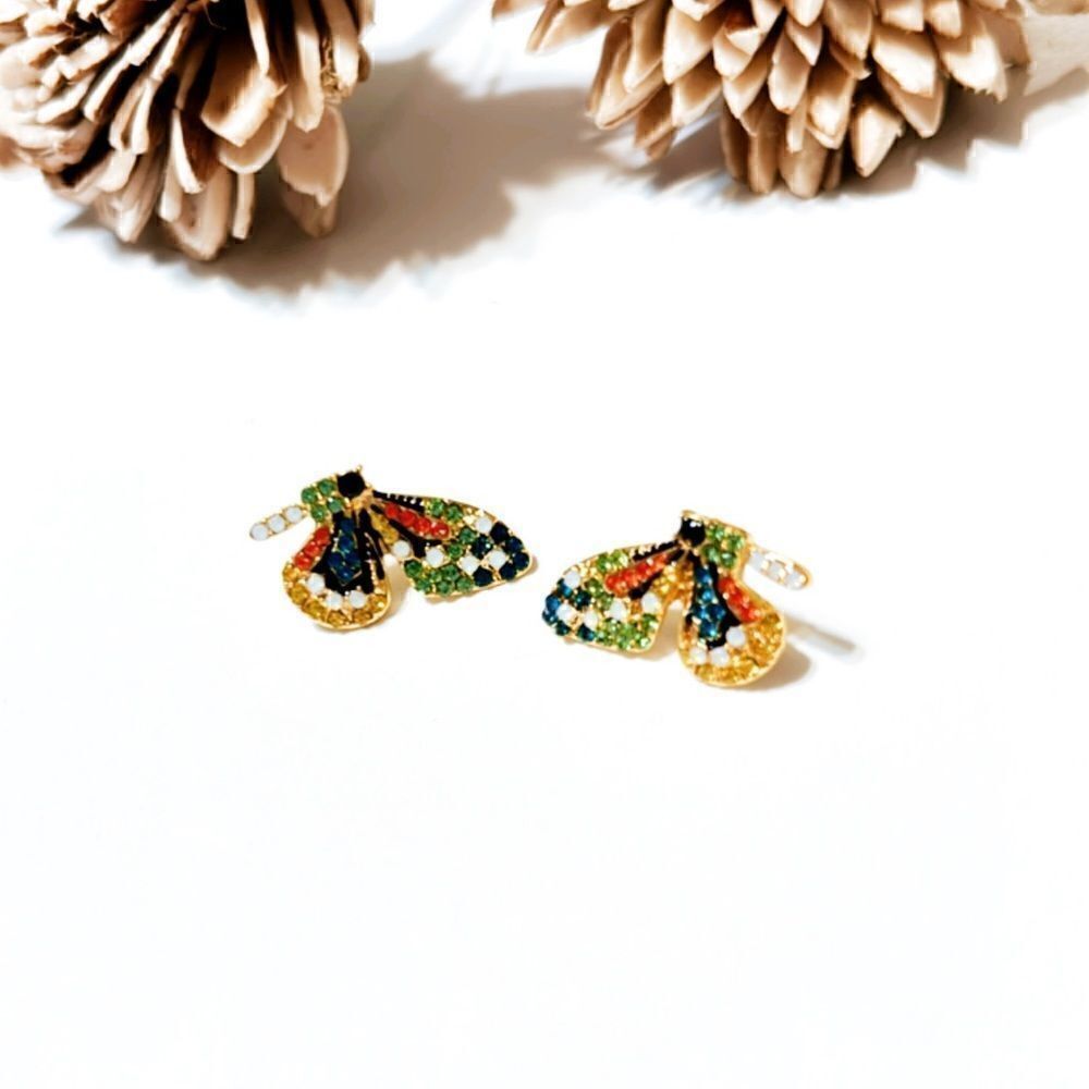 Butterfly stud earrings M132 - Picture 4 of 7